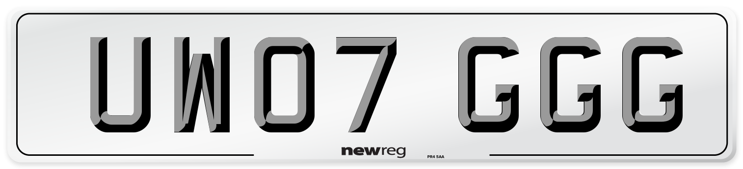 UW07 GGG Number Plate from New Reg